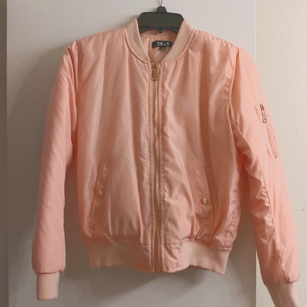 NWOT Pink Satin Bomber Jacket